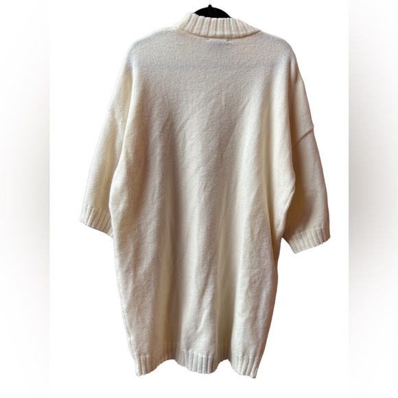 TUCKERNUCK Oversized Mock Neck Pullover Sweater 3/4 Sleeve Ivory Cream White S - Picture 4 of 8